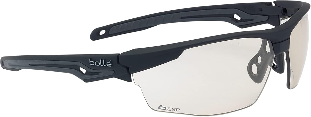 Bollé Tracker II Sicherheitsbrille Smoke PC Linse, mattschwarzer Rahmen/CSP-Gläser