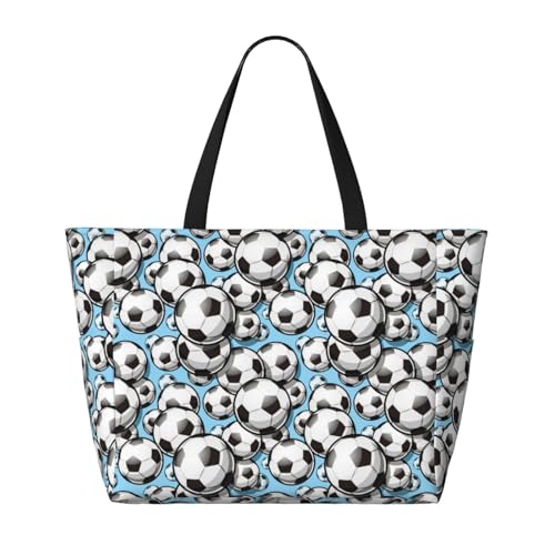 Football Soccer Ball Print Beach Pool Bags Tote For Women Ladies Large Gym Tote Carry On Bag For Weekender Travel Waterproof2