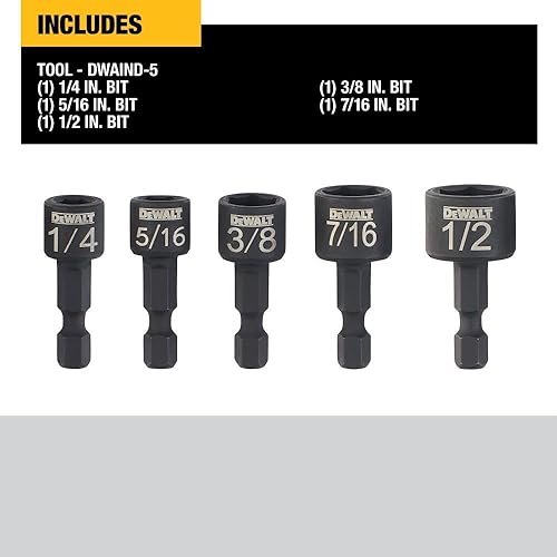 Miniatura 2 de DEWALT - Juego de destornilladores de tuercas DWAIND-5, compacto, 5 piezas (DWAIND5)