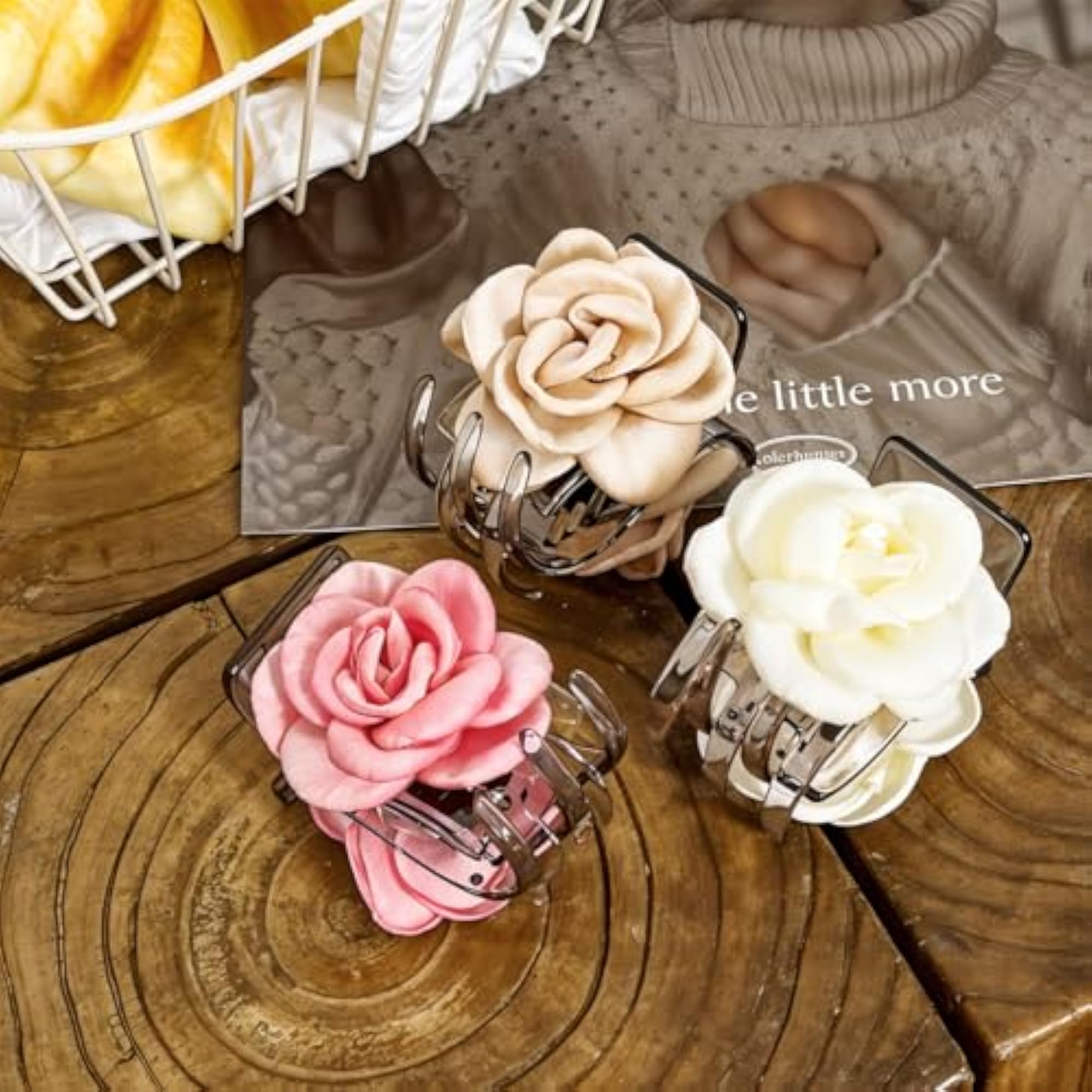 3Pcs Acrylic Claw Hair Clips for Flowers