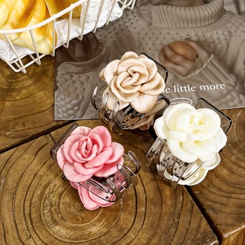 Image of MAYCREATE 3Pcs Hair Clips for Woman Flowers Acrylic Claw Hair Accessory