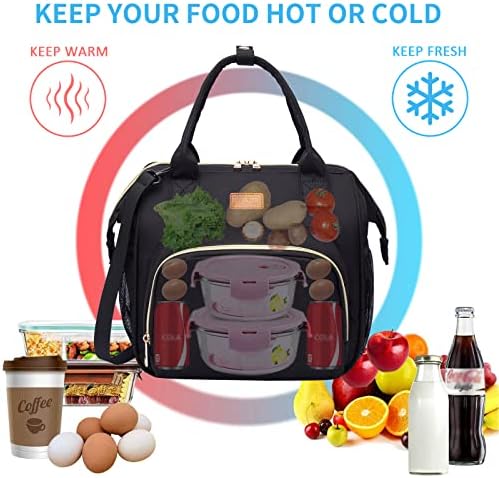 MCBD Lunch Bags Insulated Lunch Box for Women,3 Carrying Way Large Tote Bag,Leakproof Reusable Cooler Backpack with Adjustable Shoulder Strap for School Office Picnic Beach