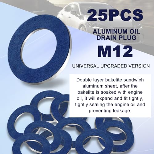 25-PCS 90430-12031 Oil Drain Plug Gasket Washer Crush Seal- Aluminum M12 Crush Washer Oil Drain Plug- Premium Seal Replaces for OEM 90430-12031 Toyota/Lexus/Scion Oil Pan Drain Plug Gasket - Thumbnail 2