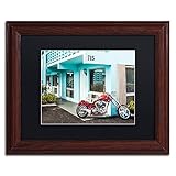 Red Motorcycle by Yale Gurney, Black Matte, Wood Frame 11x14-Inch