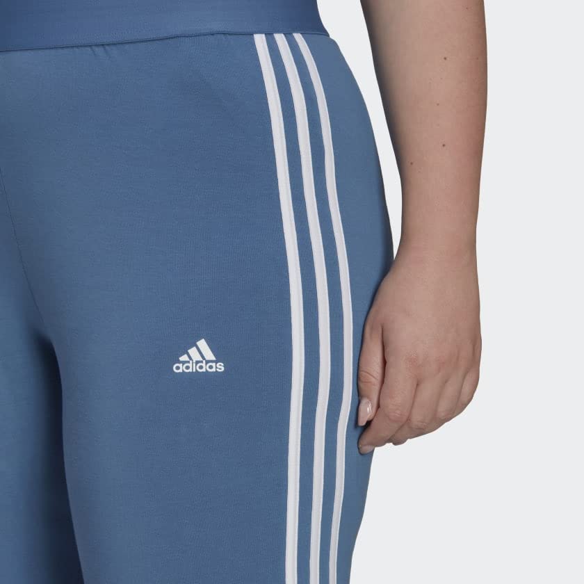 adidas Women's Essentials 3-Stripes Leggings, Altered Blue / White, 4X4