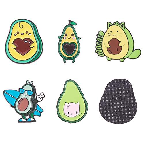 Image of Ornaland 5 Pcs Avocado Enamel Pins Cute Fruit Plant Brooch Cartoon Surfing Avocado Lapel Pins Alloy Enamel Brooches Badges Jewelry for Backpacks Clothes Jackets Hats
