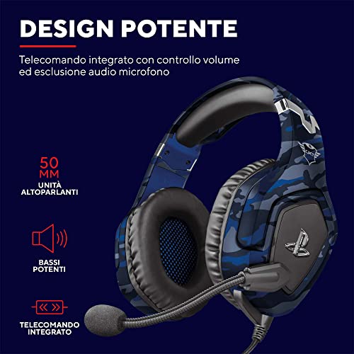 GXTrust 488 Forze-B Cuffie PS4 e PS5 con Licenza Ufficiale PlayStation, Over-Ear, Microfono Ripiegabile e Archetto Regolabile, Jack Audio 3.5 mm, Cuffie Gaming Cablate - Blu - Cuffia gaming - Immagine 1