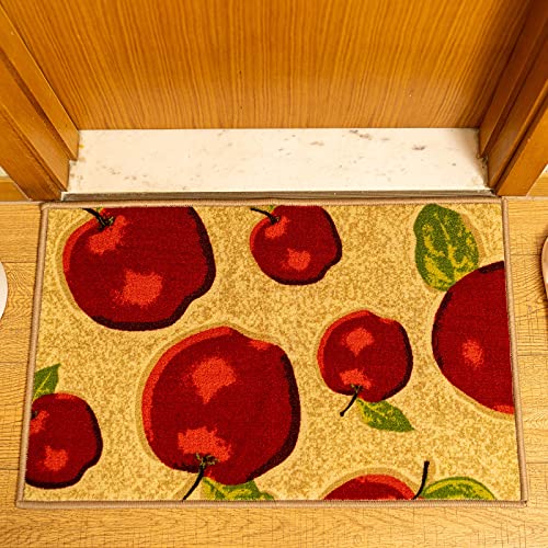 Scennew Kitchen Rugs And Mats Non Slip Kitchen Mat 2 Pcs Latex Backing Door Mat Floor Mat, 20''X32''+20''X59'', Apple #TOP5