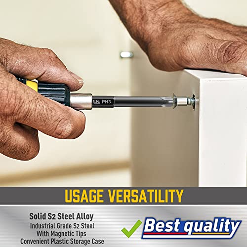 Amartisan 24-Piece Screwdriver Bit Set | Magnetic Slotted Phillips Driver Bit Set | S2 Steel, Long 1" And 2.3" Head Drill Bits Set #TOP6