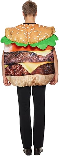 Miniatura 5 de FantastCostumes Disfraz unisex de hamburguesa con queso doble esponjosa para adultos, disfraz de Halloween divertido para cosplay, multicolor