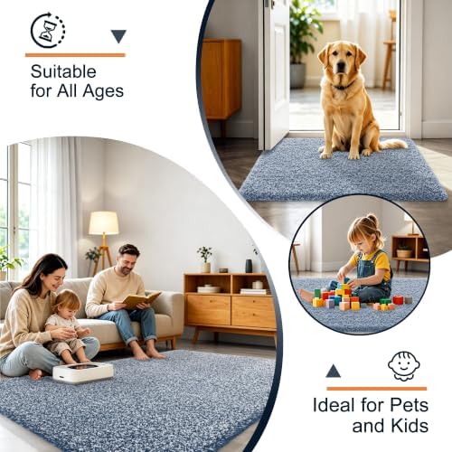 OLANLY Microfiber Bathroom Rugs 36x24, Quick Dry Bath Mat, Navy and White - 5
