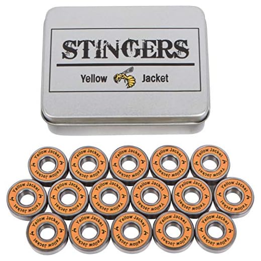 Yellow Jacket Premium Inline Skate Bearings, Roller Skate Bearings, 608, ABEC 9, Tropical Orange (Pack of 16)