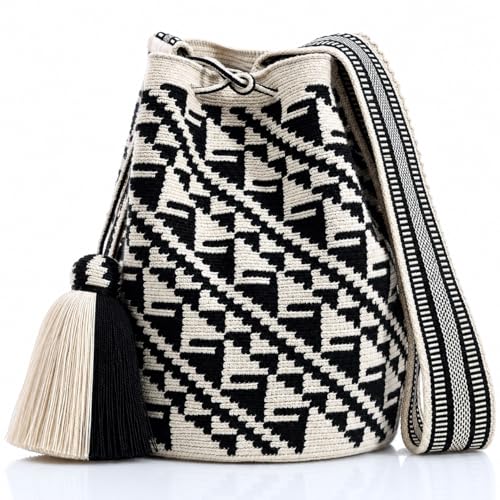 Image of WYOU Designer Wayuu Hand-Crochet Woven Summer Beach Bag for Everyday, Travel-Large Beachy Purse, Colorful Purses for Women