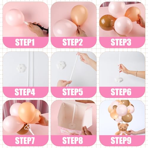 Image of Lenwen 6 Sets Baby Letter Boxes Decorations Table Centerpieces for Baby Shower Gender Reveal,Bear Stuffed Animals Balloon with Stand Plush Toy Boxes for Birthday Party Wedding(Bear,Pink)