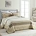 PANGUSHAN 128"×120" 100% Cotton Oversized Bedspread, California King Bedspread Reversible Floral Farmhouse XL Oversized Quilt Coverlet Bedding Set Lightweight Comforter, Brown/Beige