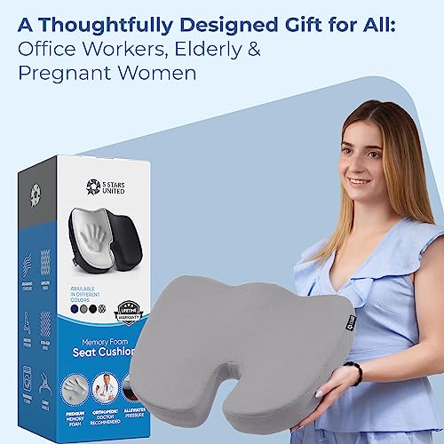 5 Stars United Seat Cushion Pillow For Office Chair - Memory Foam Chair Pad - Tailbone, Sciatica, Lower Back Pain Relief - Lifting Cushion For Car, Wheelchair, School Chair #TOP6