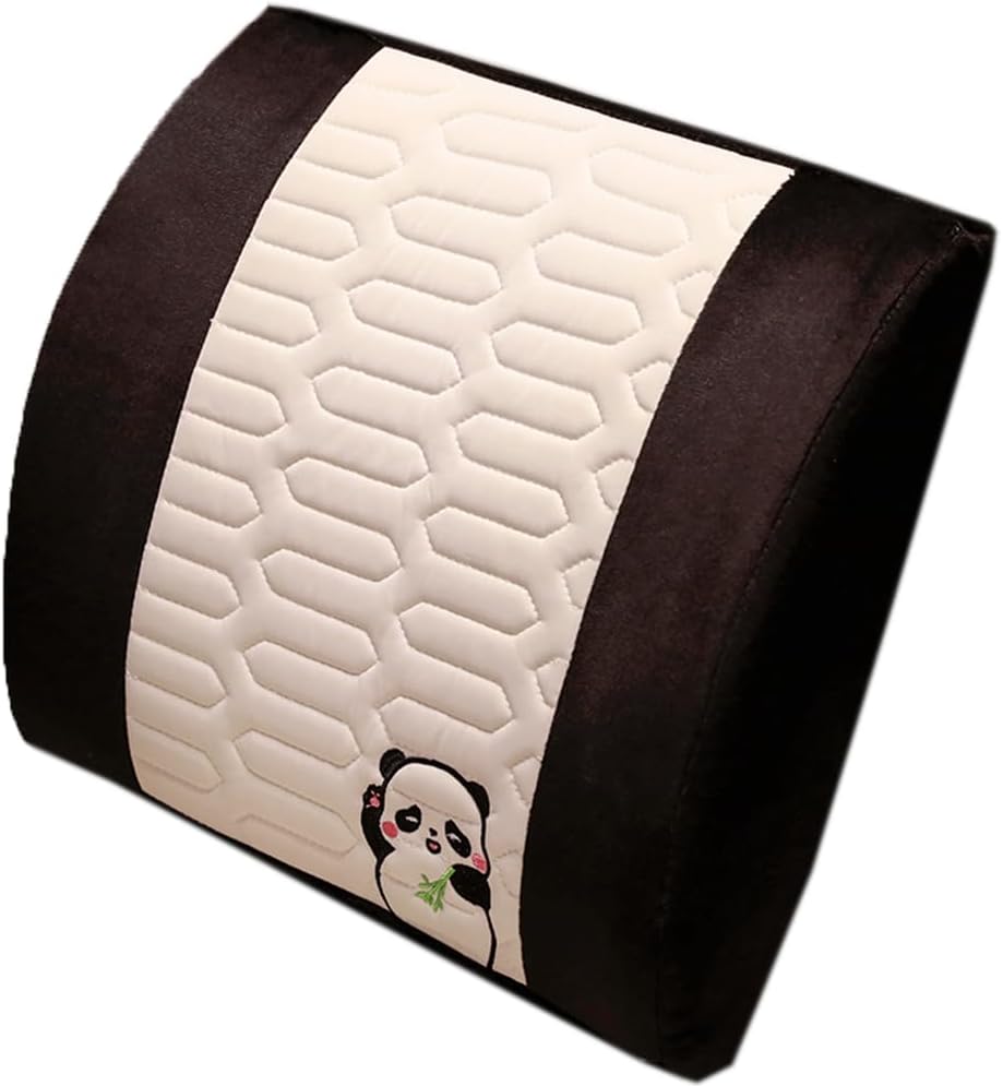 Tingting's Dream Latex Plush Lumbar Support Pillow Cartoon Chair Back Cushion Sofa Backrest Pillow Washable Office Chair Waist Pillow (Black Panda, 33×33×10CM/12.99"×12.99"×3.94")