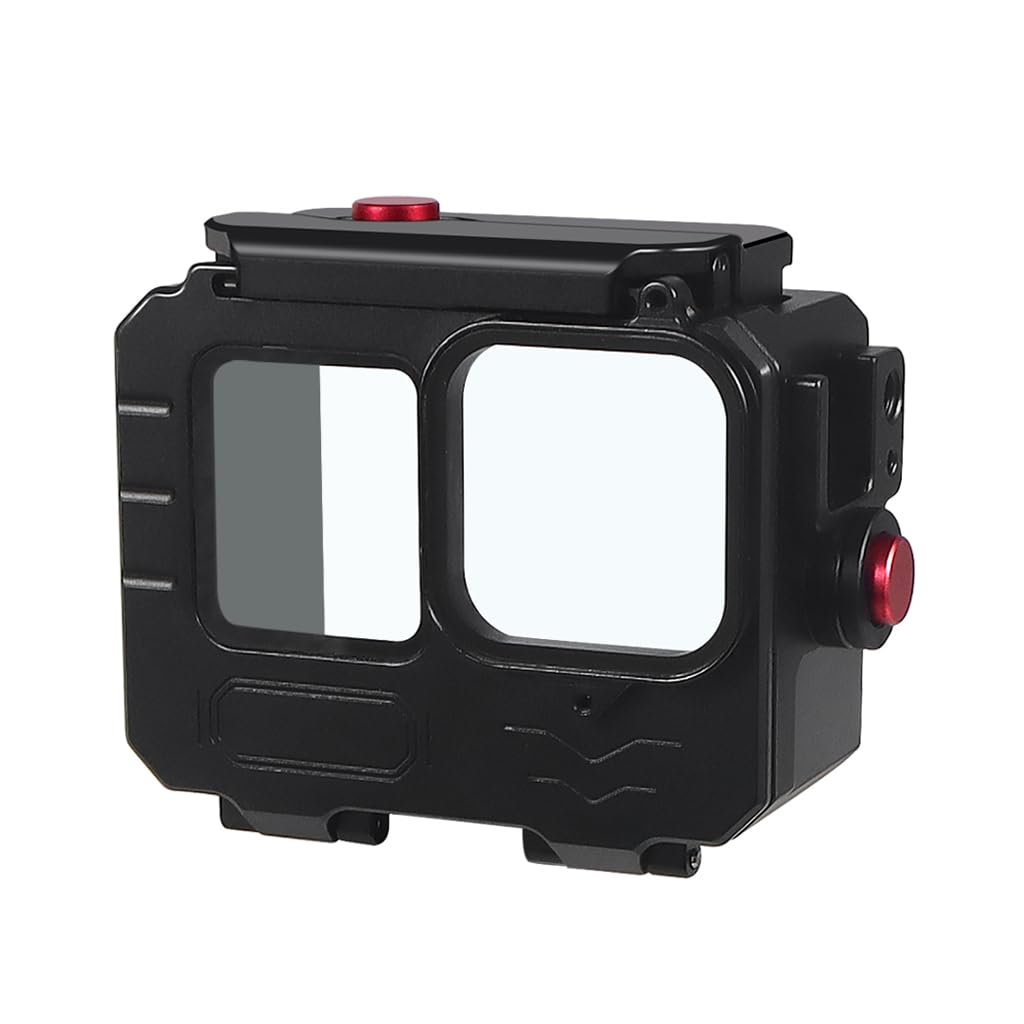 NovelGoal Aluminum Alloy 80 Meters Diving Waterproof Housing Case Underwater Vlog Shell Protective Frame Compatible with Gopro 12 11 10 9 Action Camera (Waterproof case only,Standard)