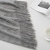 BOURINA Throw Blanket Textured Solid Soft Sofa Couch Decorative Knit Blanket, 50" x 60" Dark Grey