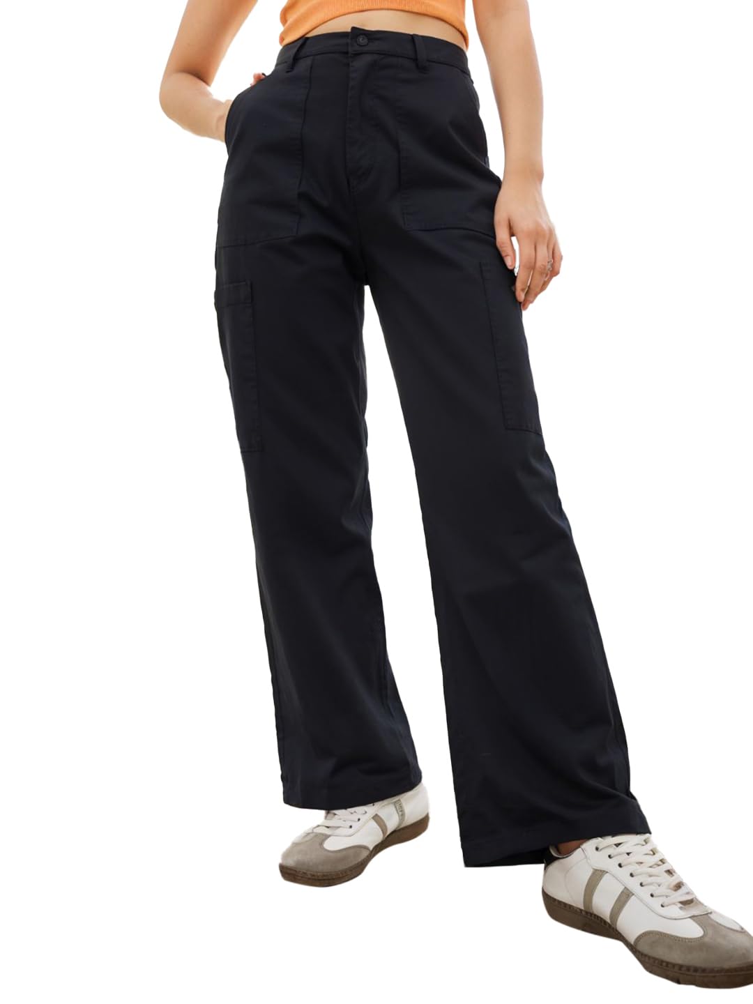 bewakoof Women's Cotton Solid Oversized Fit Pant | Cargo pants for woman | Lower for women | Cargo pants for women | Cotton pants for woman | Utility Cargo Pants | Lightweight & Flexible | Cargo Trouser Track Pants | Multi-Pocket | Cargo Trousers | Utility Streetwear | Baggy Fit | Loose Fit-picture-30