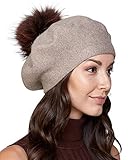 frr Manon Beret with Finn Raccoon Fur Pom Pom in Brown
