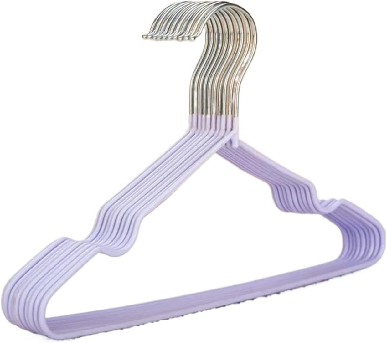 10PCS Packs of Metal Baby Hangers Non-Slip Rubber-Coated Child for Toddler's Coat Pants Closet Tissue(Purple)