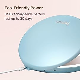 Fancii Taylor Rechargeable Compact Makeup Mirror with LED Lights, 10x /1x Magnifying, 3 Light Settings, Large 5 Wide | Travel Mirror for Purses (Soft Sky)