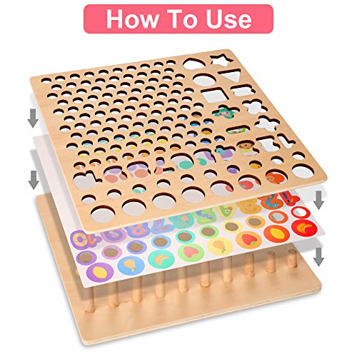 13 in 1 Montessori Wooden Toy for Toddlers, Shape Sorting & Stacking Toys Gift for Baby Boys Girls Age 3+ Years old - Bead Counting Fishing Game for Kids Preschool Math Learning Fine Motor Skills Game