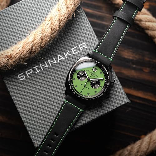 Image of Spinnaker Men's 42mm Hull Chronograph Watch with Leather Strap SP-5068