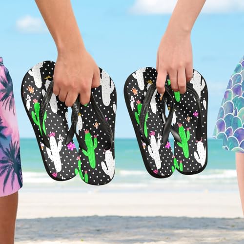 CEBUGI Unisex Flip Flop -Flat Sandal -NonSlip Couple Slippers -Natural Rubber Foam Soles Ultimate Comfort and Durability for Indoor Outdoor|Green and White Cacti4