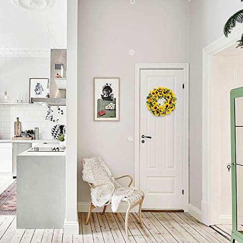 Hoomall Sunflower Wreath, Spring Summer Wreath For Front Door, Hanging Artificial Wreath Front Door Home Party Festivals Indoor Outdoor Decoration Summer 13-14Inch Wreath (Yellow-Sunflower) #TOP6