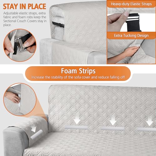 Image of VANSOFY Upgraded Sectional Couch Covers 100% Waterproof L Shaped Sofa Slipcover Reversible Chaise Lounge Cover for Sectional Sofa Furniture Protector Cover for Pets Dog Cat(Large, Off White)