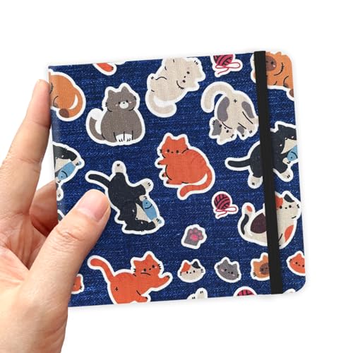 4.8" x 4.8" Hardcover Sketchbook,Small Mixed Media SketchPad,96 Sheets 80gsm Acid-Free Artist Drawing Paper,Travel Journal Pocket Blank Notebook for Painting,Illustration,Art Supplies.Cowboy Blue Cat