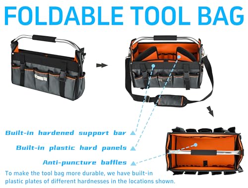 Heavy Duty Open Top Electrician Tote Bag with 29 Pockets - 40 x 26 x 21CM Tool Carrier for Technicians and Plumbers - Image 7