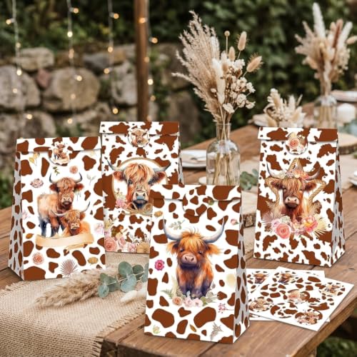 12 PCS Highland Cow Party Favors Bags Highland Cow Party Supplies