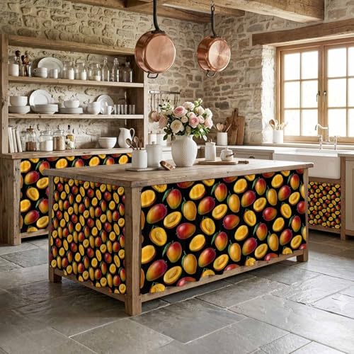 Small Cabinet Curtains for Kitchen Under Sink Skirt for Bathroom Tropical Fruits Dishwasher Curtain Cover Summer Yellow Red Desk Curtain Skirt Privacy Drape for Classroom Laundry Closet Decor 11"x13" - Image 9