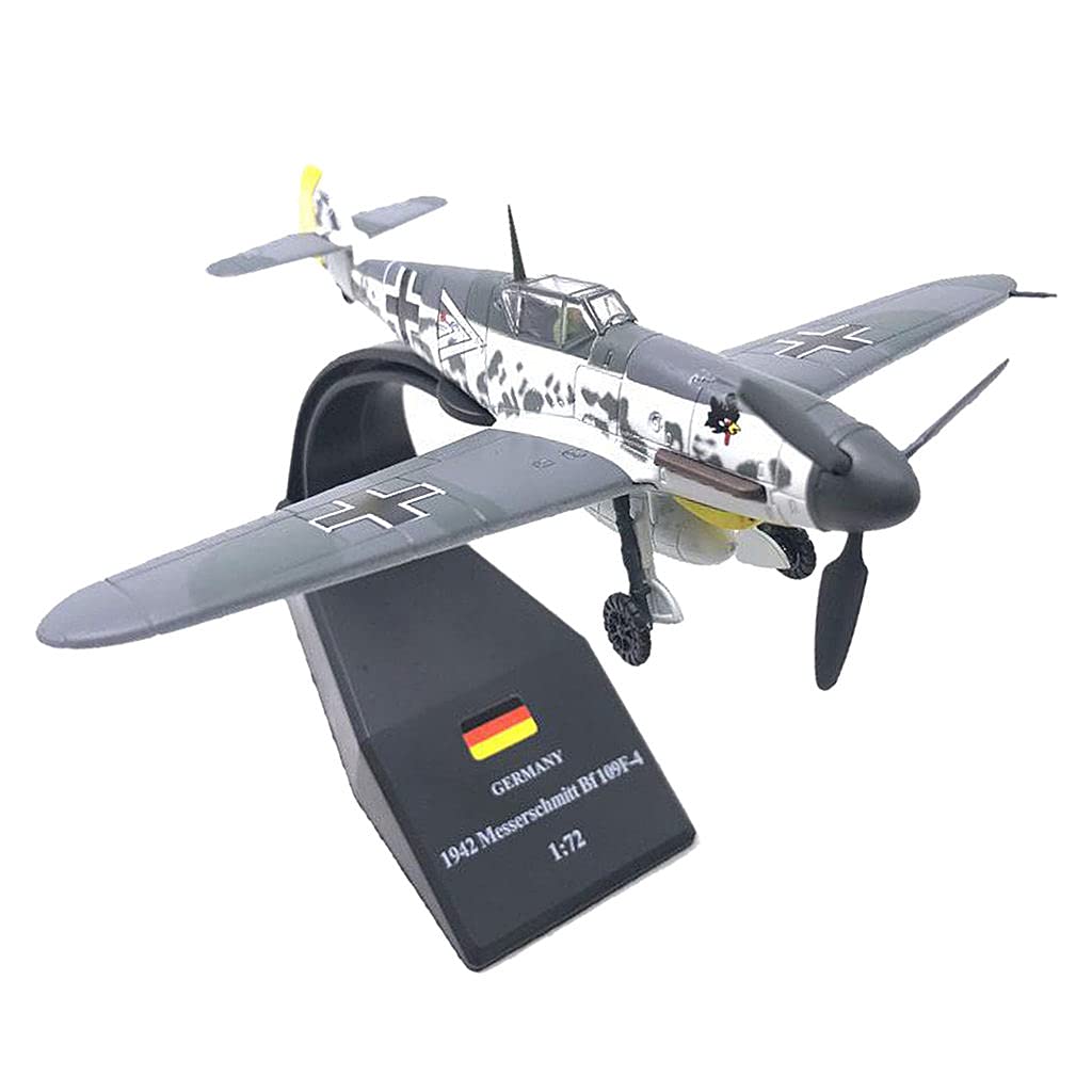 Perfeclan 1/72 Kampfflugzeugmodell BF109F-4, Flugzeugmodell Miniatur Legierungsflugzeugmodell, Wohnkultur-Kollektion, Flugzeugmodell mit Standfuß geeignet für Bücherregal, Wohnzimmer, Café, Geschenk