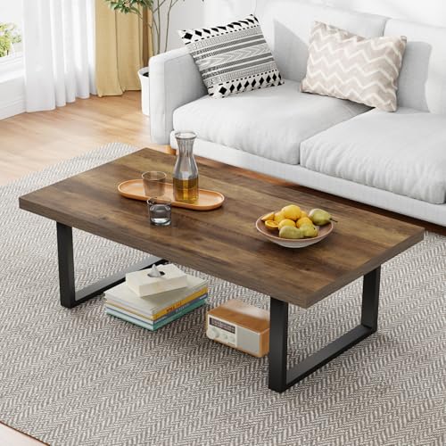 IBF Table Basse Salon Bois et Métal Industrielle Moderne Table Rectangulaire Minimaliste Vintage...