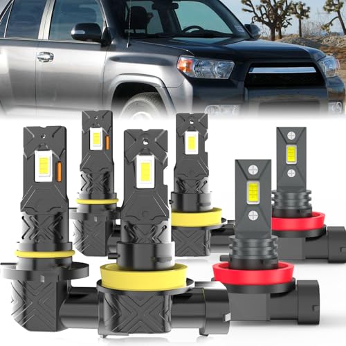 Image of Fit For Toyota 4Runner 2010-2022 light Bulbs, High /Low Dual Beam Fog Lights Combo, Plug and Play, 6 PCS