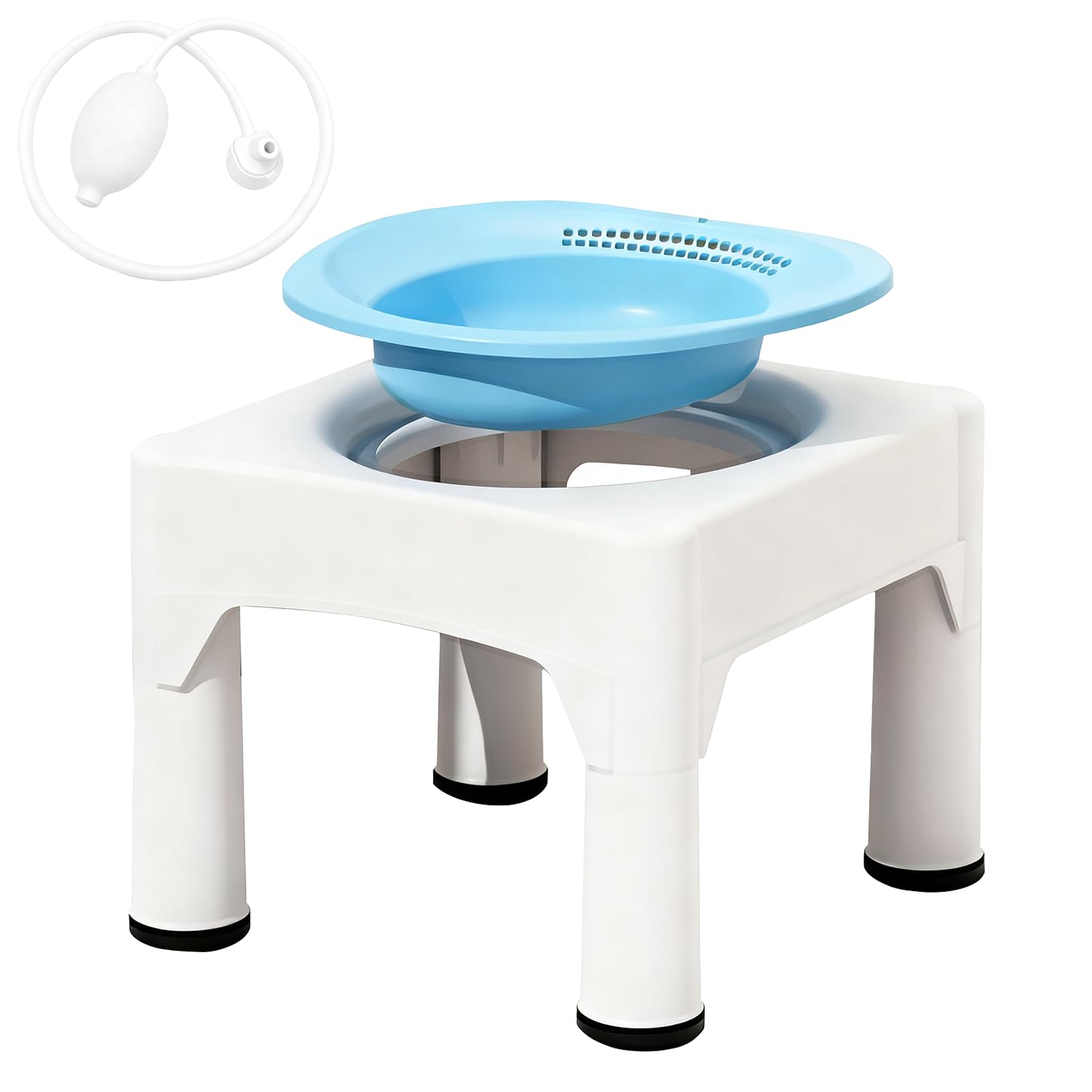Bañera de asiento, baño de asiento portátil con taburete integrado, taburete de baño sin sentadillas, baño de asiento extraíble con función de enjuague, adecuado para el tratamiento de hemorroides