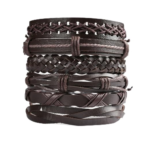 30 Color Options Men's Vintage Bracelet Set - New Leather Braided Multilayer Hand String, Masculine Accessories(Leather bracelet