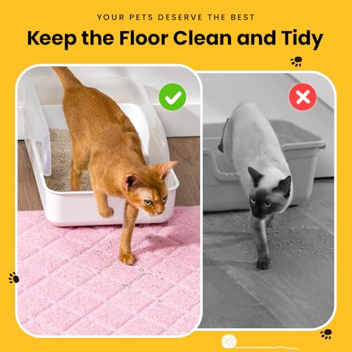 Image of Conlun Cat Litter Mat Litter Trapping Mat, 35 inch x 23 inch Premium Durable PVC Grid Mesh with Scatter Control, Non-slip, Less Waste Cat Litter Box Mat, Pink