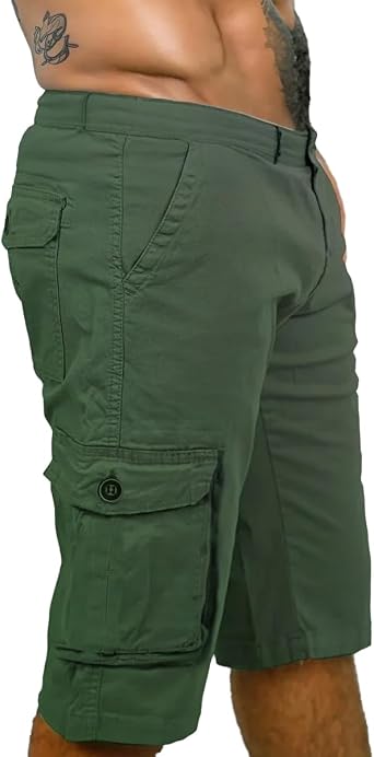 Likral  Gabardin Bermuda  ort - Erkek  ort - Kapri  ort - Ye il  ort - Kargo  ort