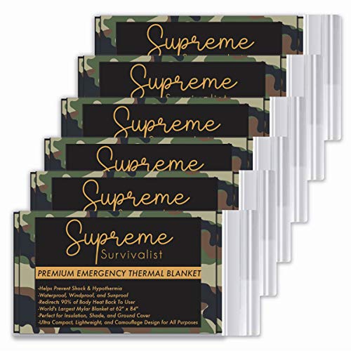 One-Day Sale: Up to 40% Off Supreme Survivalist Emergency Mylar Thermal Blankets (6-Pack) Designed for NASA, Supreme Protection from Severe Outdoor Temperatures While Hiking, Surviving, Winning Marathons, or First Aid