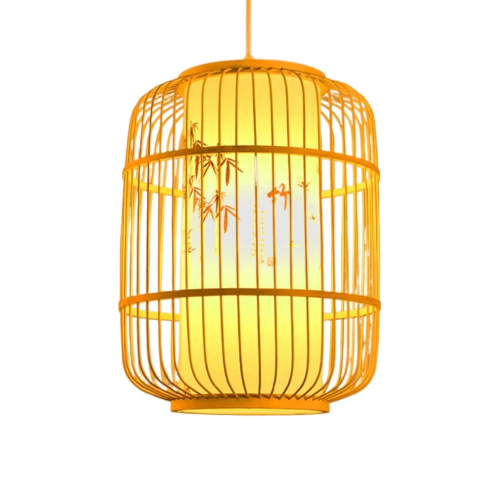 Suspension rotin tissée main Ø40cm lustre bois naturel bohème