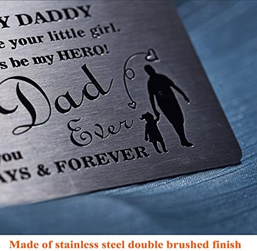 Engraved Metal Wallet Inserts Birthday Cards Dad Gifts from Daughter Fathers Presents Ill Always Be Your Little Girl Youll Always Be My Hero Daddy Present Fathers Gift