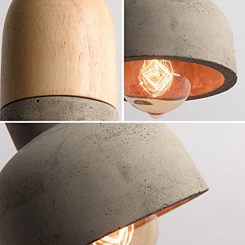 Suspension style industriel en bois et ciment pour éclairage de bar et loft - 4
