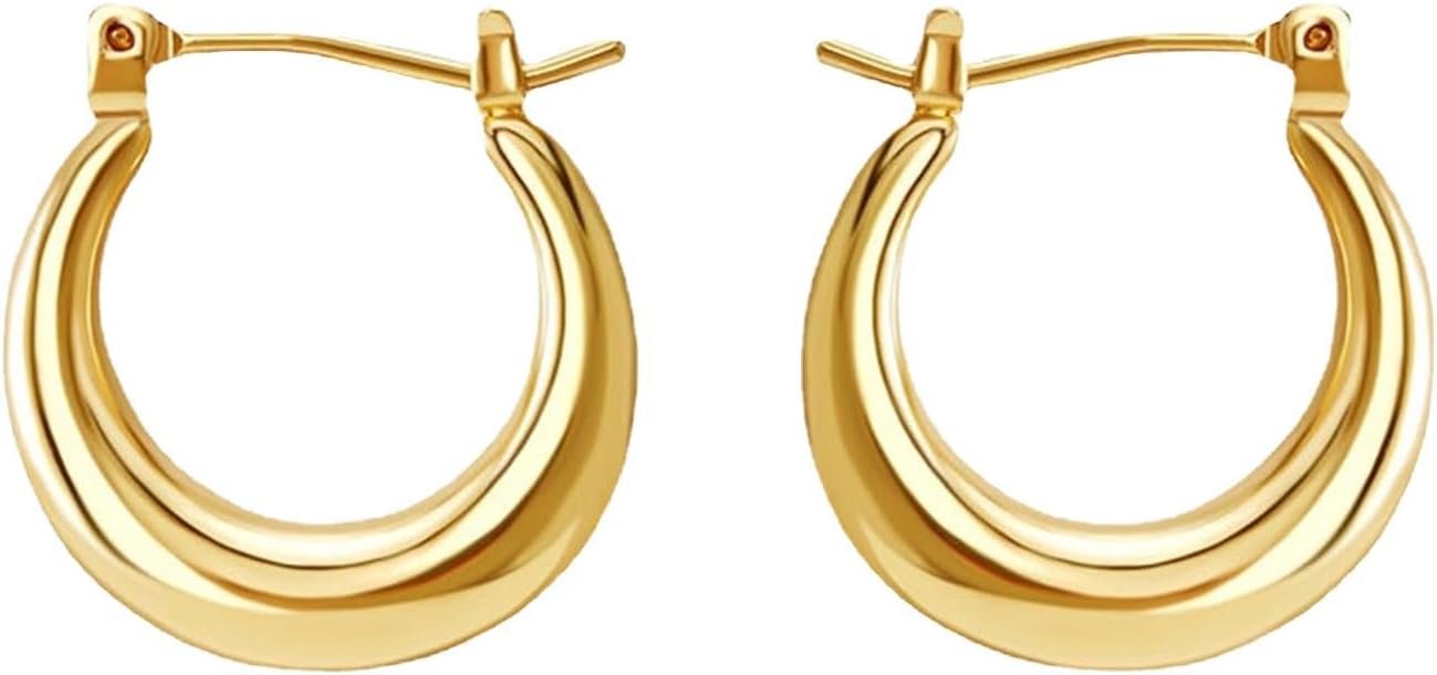 Bolivia’s Gold Earrings for Women, 14K Gold Plated Hypoallergenic Chunky Gold Earrings, Trendy Lightweight Gold Hoop Earrings for Women, Simple Dainty Gold Earrings for Jewelry Gift