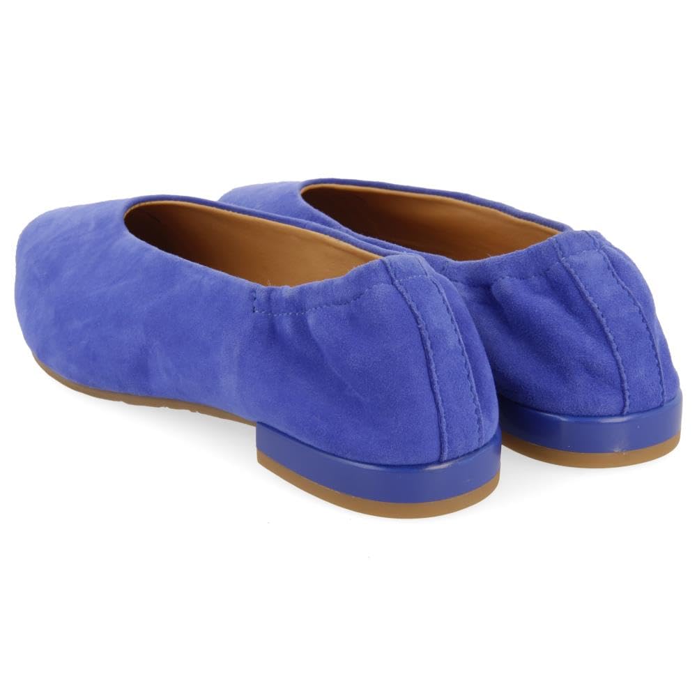 Ballerine in Pelle Blu con Punta Sottile E Tacco Arruffato per Donna GAGEAC