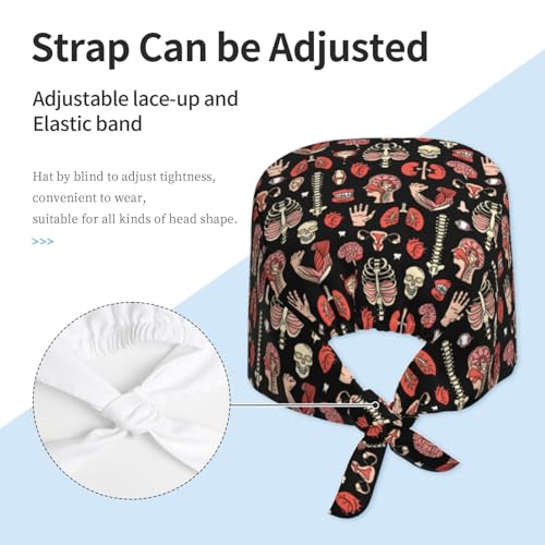 Image of Surgical Caps Men Women, Scrub Cap with Sweatband Adjustable | Tie Back Nurse Cap, Nursing Breathable Working Hat, Scrub Cap, Medical Hats